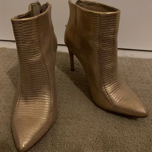 BCBGmaxazria Gold Leather Ankle Booties